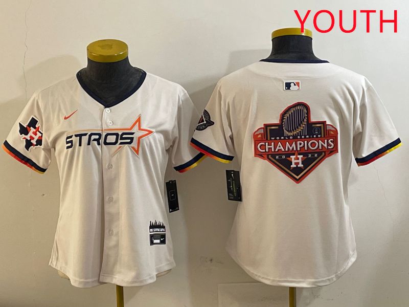 Youth Houston Astros Blank Cream Three generations Joint Name 2025 Nike MLB Jersey style 41021->youth mlb jersey->Youth Jersey